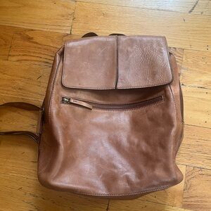 Elegant Tan Leather Women's Backpack